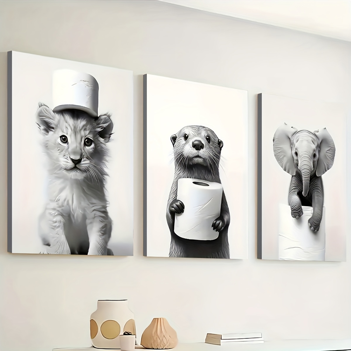 3 pçs emoldurado pintura em te - Home Bathroom Pictures avaliação e preço