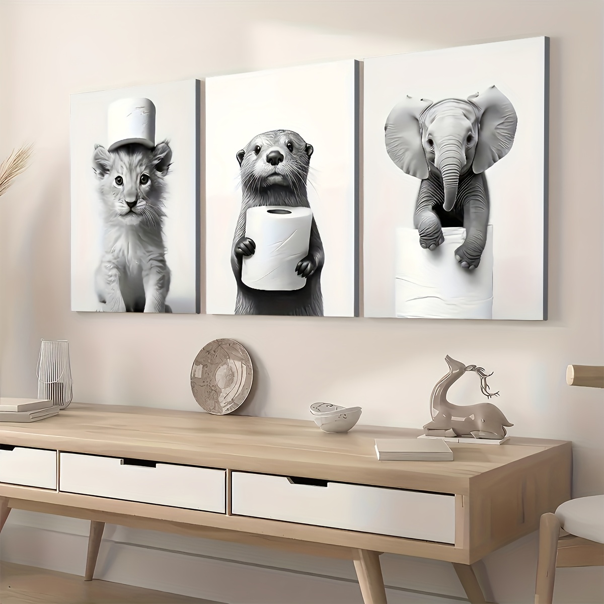 3 pçs emoldurado pintura em te - Home Bathroom Pictures avaliação e preço